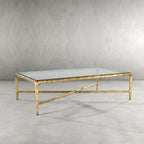 Thaddeus Hand-Forged Glass Coffee Table Square Metal for Living Room