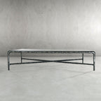 Thaddeus Hand-Forged Glass Coffee Table Square Metal for Living Room