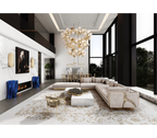 Luxury Modular Sofa with Karst-Inspired Sculptural Design & Polished Brass Frame