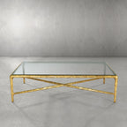 Thaddeus Hand-Forged Glass Coffee Table Square Metal for Living Room