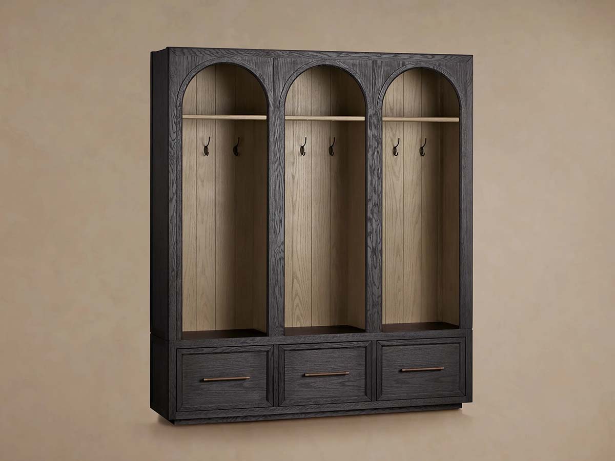 Hattie Solid Oak Entryway Cabinet Hand-Crafted with Hooks & Drawers