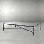 Thaddeus Hand-Forged Glass Coffee Table Square Metal for Living Room