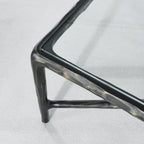 Thaddeus Hand-Forged Glass Coffee Table Square Metal for Living Room