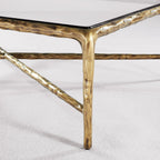 Thaddeus Hand-Forged Glass Coffee Table Square Metal for Living Room