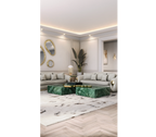 Luxury Sculptural Coffee Table Black & White High-Gloss Marble Finish