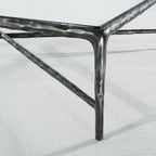 Thaddeus Hand-Forged Glass Coffee Table Square Metal for Living Room