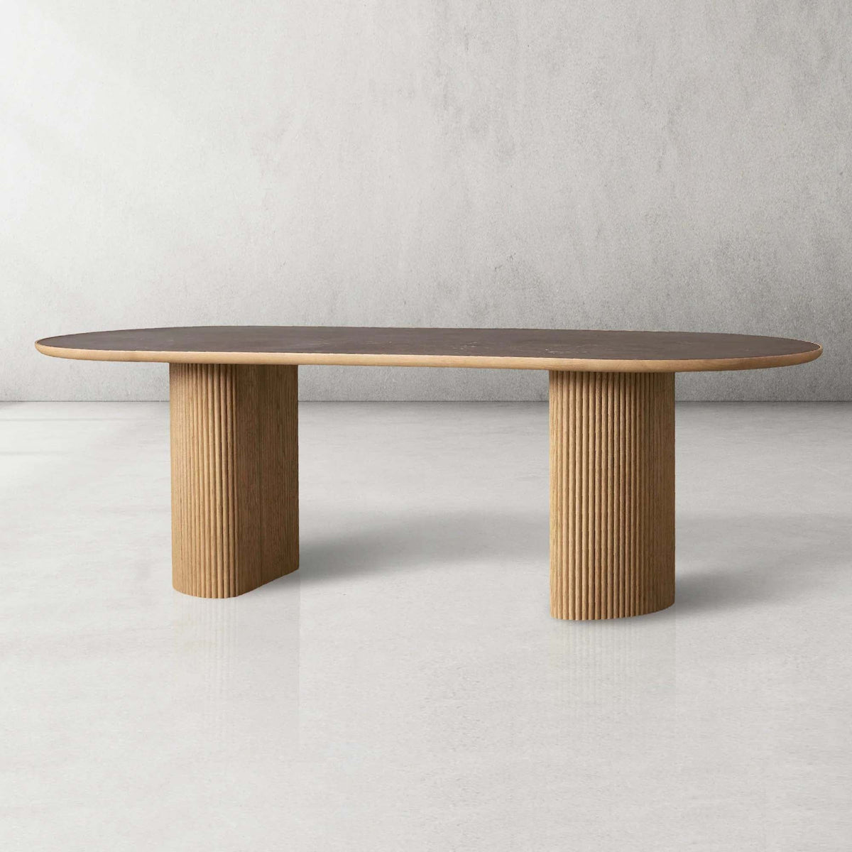 Astor Dining Table with Natural Marble Stone Top & Solid Oak Wood