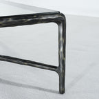 Thaddeus Hand-Forged Glass Coffee Table Square Metal for Living Room