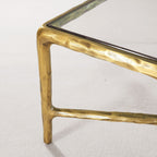Thaddeus Hand-Forged Glass Coffee Table Square Metal for Living Room