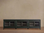 Rowan TV-Schrank aus Holz mit geriffelten Glastüren, Eingangsschrank und Medienkonsole