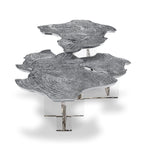 Luxury Designer Coffee Table with Hand-Painted Artistic Top & Sculptural Brass Base Center Tea Table