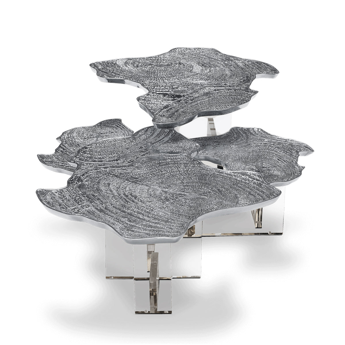 Luxury Designer Coffee Table with Hand-Painted Artistic Top & Sculptural Brass Base Center Tea Table