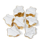 Luxury White Coffee Table with Sculptural Gold Base & Organic Modern Design Center Tea Table