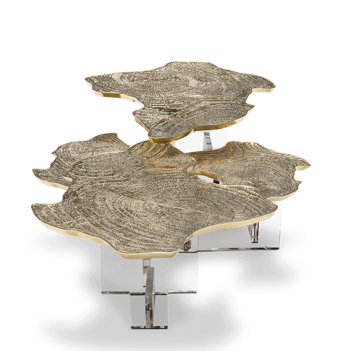 Luxury Designer Coffee Table with Hand-Painted Artistic Top & Sculptural Brass Base Center Tea Table