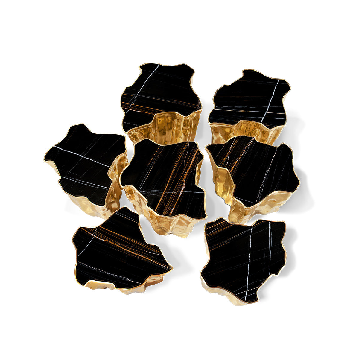Luxury White Coffee Table with Sculptural Gold Base & Organic Modern Design Center Tea Table
