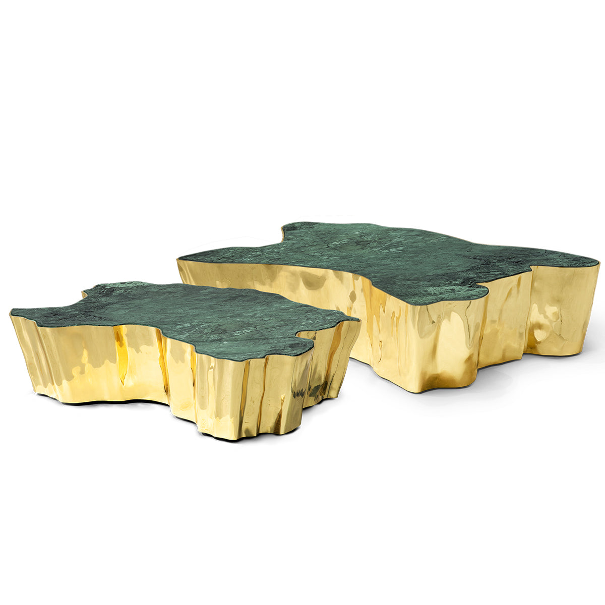 Luxury Patina Brass Coffee Table with Organic Sculptural Design & Handcrafted Finish Center Tea Table
