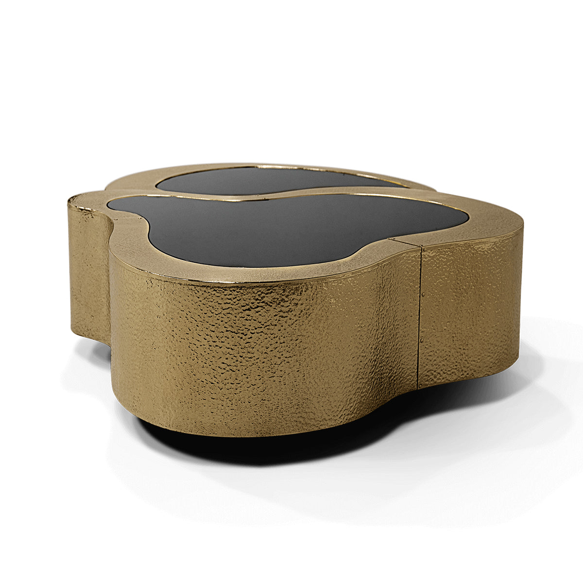 Luxury Hammered Brass Coffee Table with Wave Sculptural Design & Artisan Craftsmanship Center Tea Table