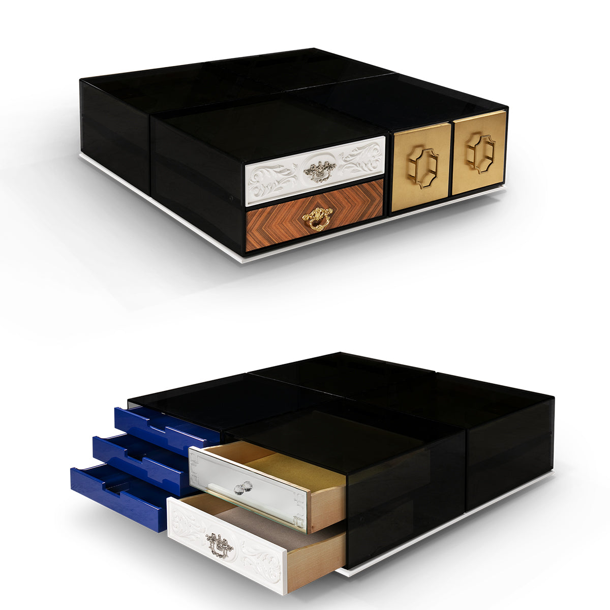 Luxury Modular Coffee Table with Geometric Design, Hidden Storage & Modern Style Center Tea Table