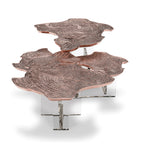 Luxury Designer Coffee Table with Hand-Painted Artistic Top & Sculptural Brass Base Center Tea Table