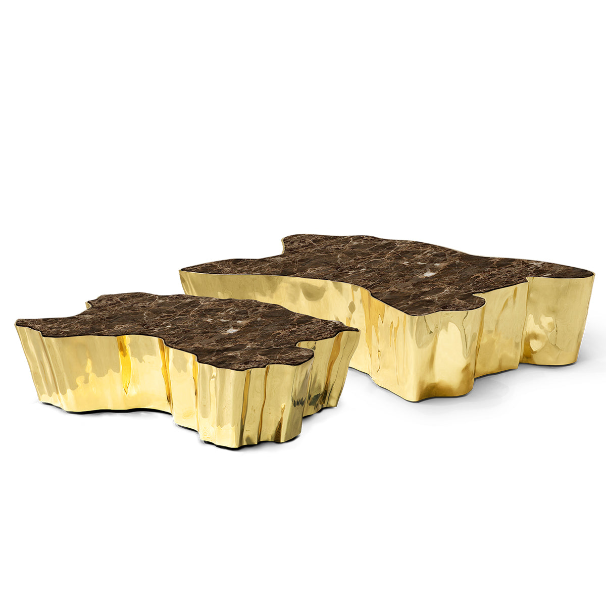 Luxury Patina Brass Coffee Table with Organic Sculptural Design & Handcrafted Finish Center Tea Table