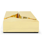 Luxury Coffee Table with Cracked Brass Sculptural Base & Smoked Glass Top Center Tea Table