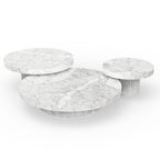 Luxury Gold Coffee Table with Round Glass Top & Sculptural Brass Base Center Tea Table