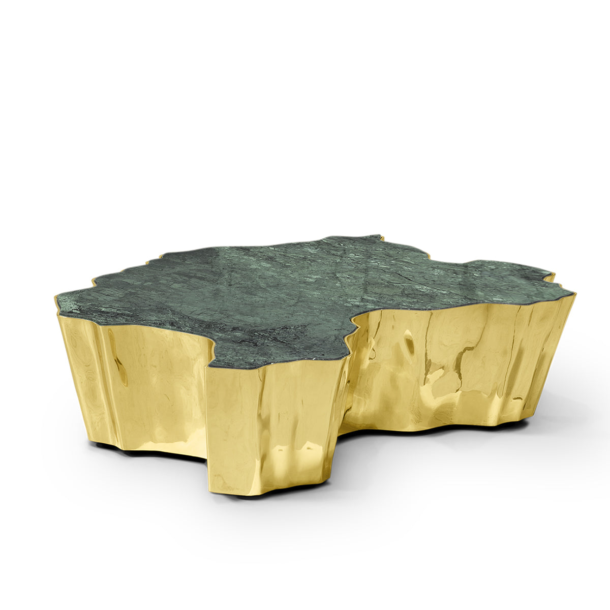 Luxury Patina Brass Coffee Table with Organic Sculptural Design & Handcrafted Finish Center Tea Table