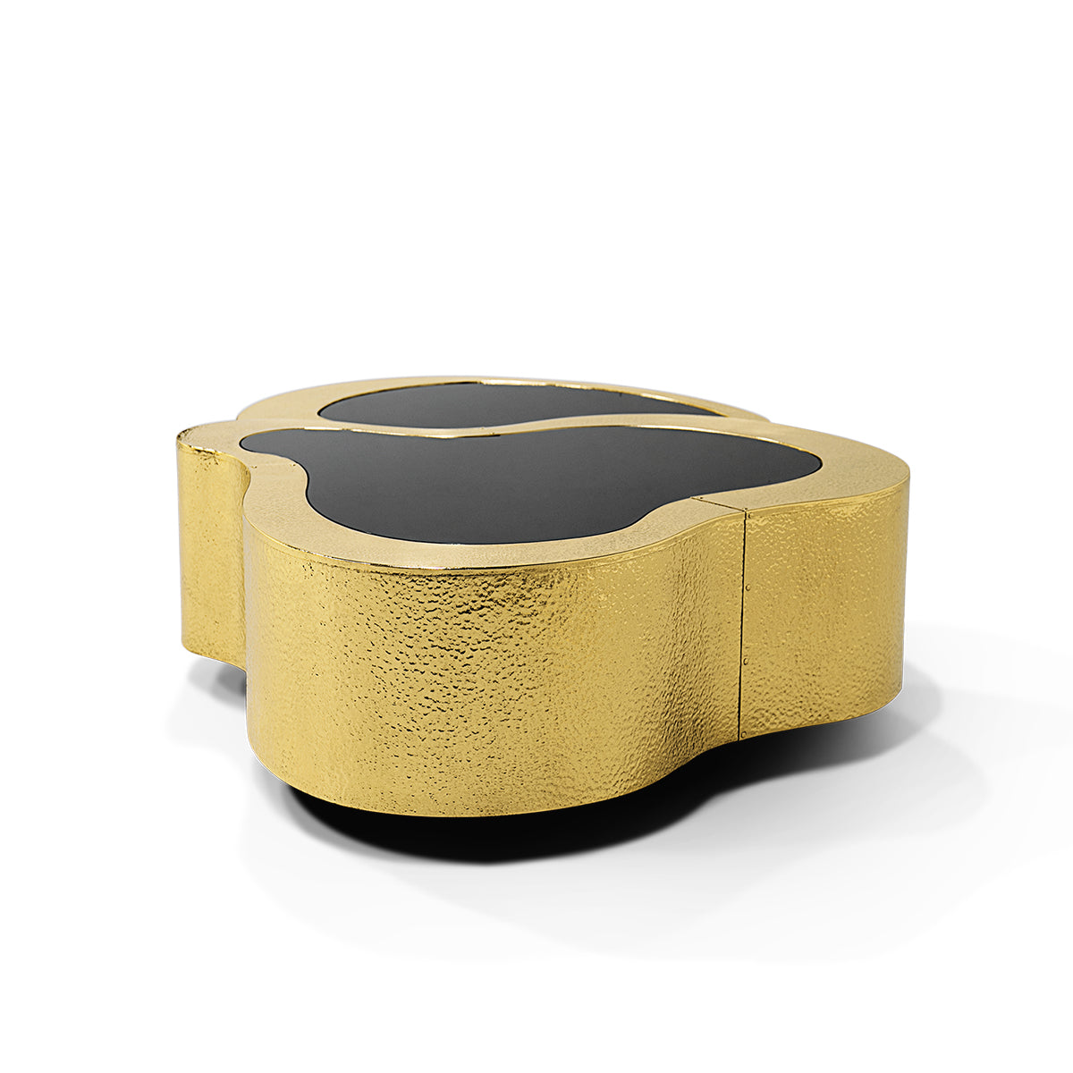 Luxury Hammered Brass Coffee Table with Wave Sculptural Design & Artisan Craftsmanship Center Tea Table