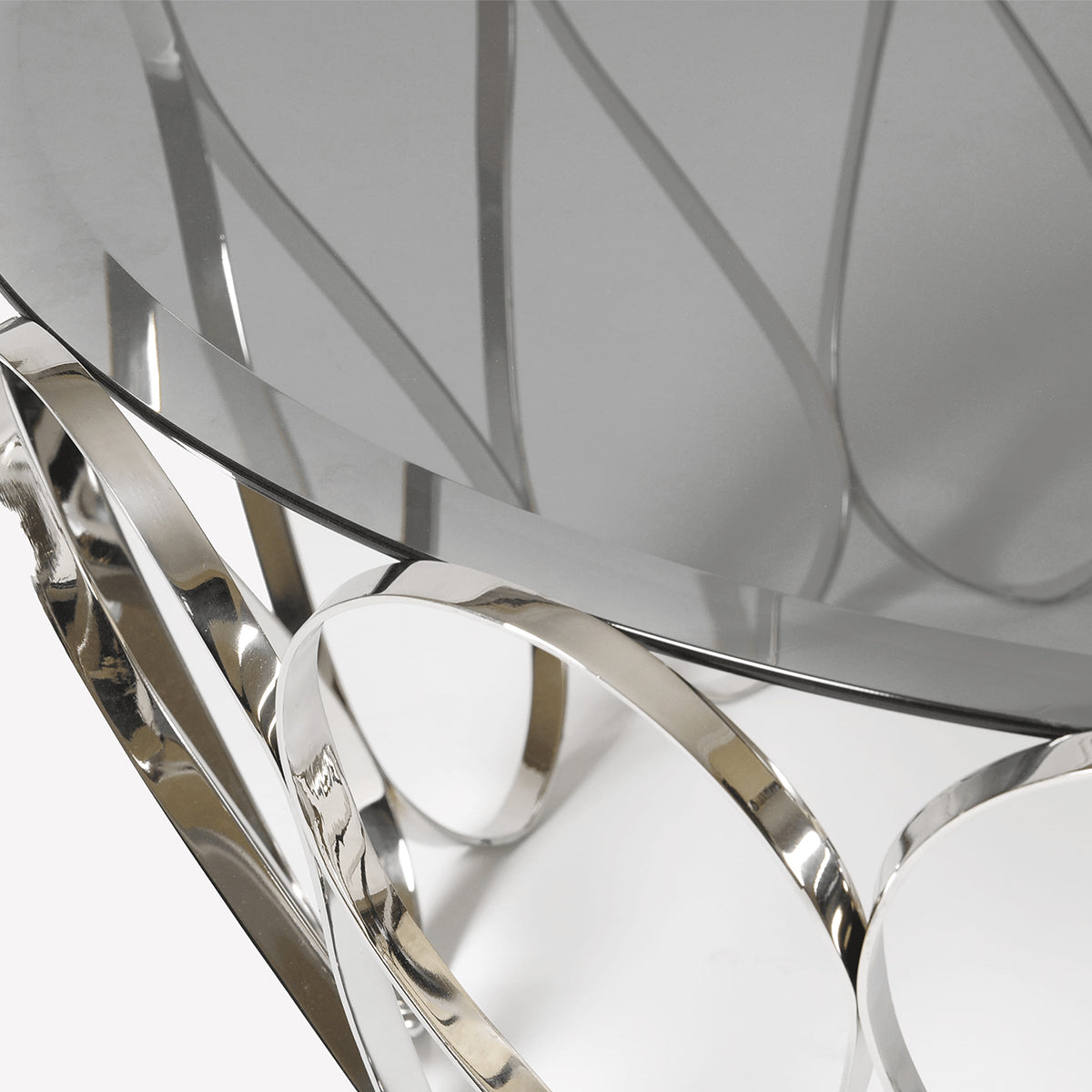 Luxury Round Coffee Table with Sculptural Brass Base Center Tea Table