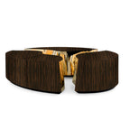 Luxury Oval Coffee Table with Sculptural Brass Accents & High Gloss Finish Center Tea Table