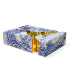 Luxury Coffee Table with Cracked Brass Sculptural Base & Smoked Glass Top Center Tea Table