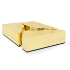 Luxury Coffee Table with Cracked Brass Sculptural Base & Smoked Glass Top Center Tea Table