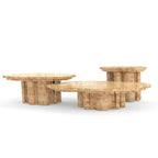 Luxury Patina Brass Coffee Table Set with Round Tiered Tops & Statement Design Center Tea Table