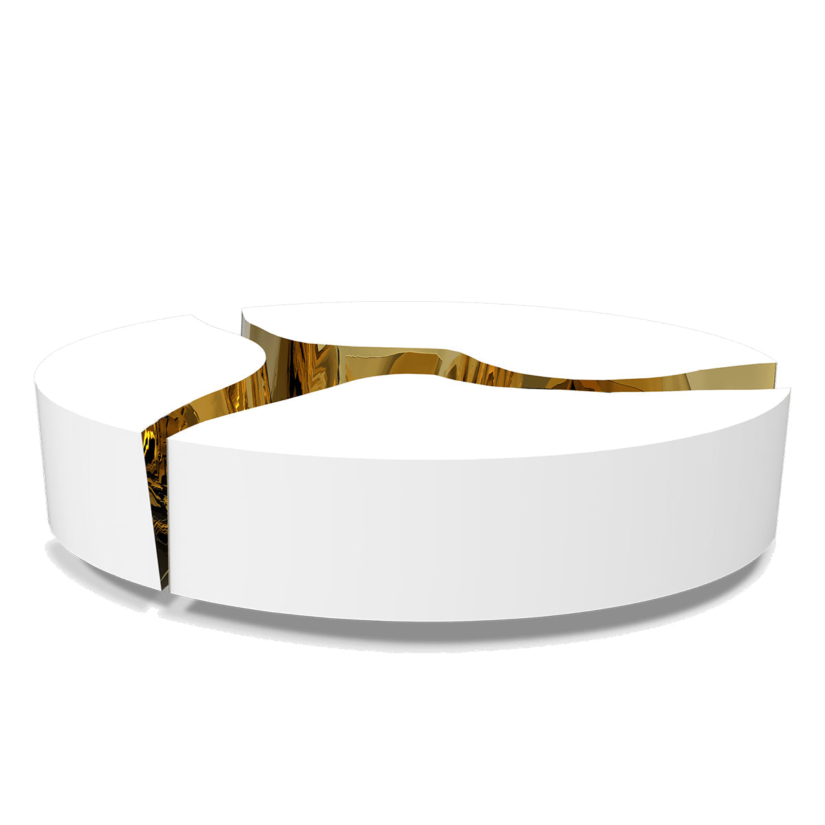 Luxury Oval Coffee Table with Sculptural Brass Accents & High Gloss Finish Center Tea Table
