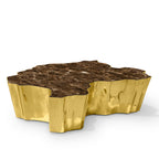 Luxury Patina Brass Coffee Table with Organic Sculptural Design & Handcrafted Finish Center Tea Table