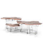 Luxury Designer Coffee Table with Hand-Painted Artistic Top & Sculptural Brass Base Center Tea Table