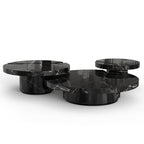 Luxury Gold Coffee Table with Round Glass Top & Sculptural Brass Base Center Tea Table