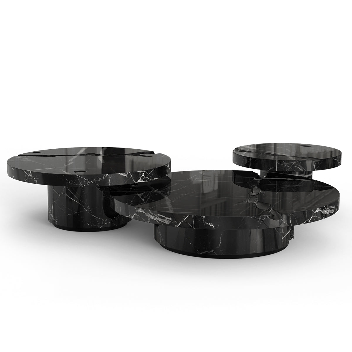 Luxury Gold Coffee Table with Round Glass Top & Sculptural Brass Base Center Tea Table