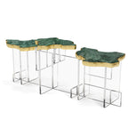 Luxury Designer Coffee Table with Hand-Painted Artistic Top & Sculptural Brass Base Center Tea Table