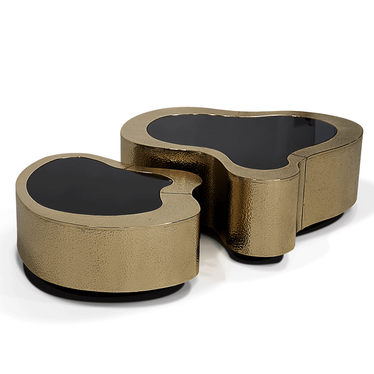 Luxury Hammered Brass Coffee Table with Wave Sculptural Design & Artisan Craftsmanship Center Tea Table