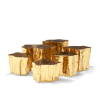 Luxury White Coffee Table with Sculptural Gold Base & Organic Modern Design Center Tea Table