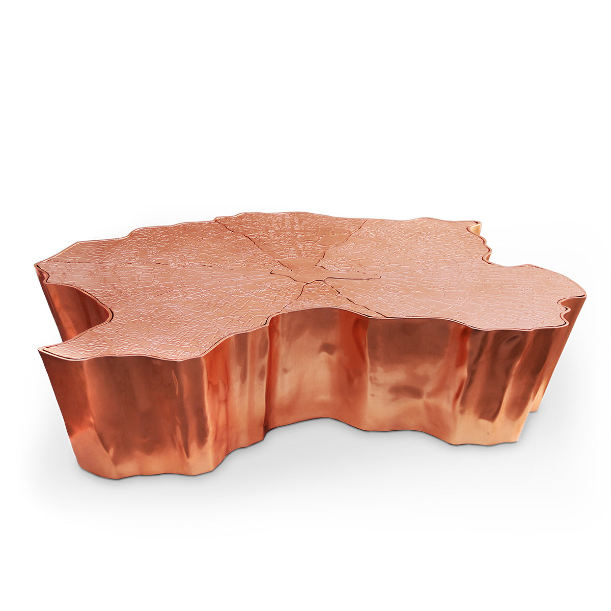 Luxury Patina Brass Coffee Table with Organic Sculptural Design & Handcrafted Finish Center Tea Table
