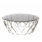Luxury Round Coffee Table with Sculptural Brass Base Center Tea Table