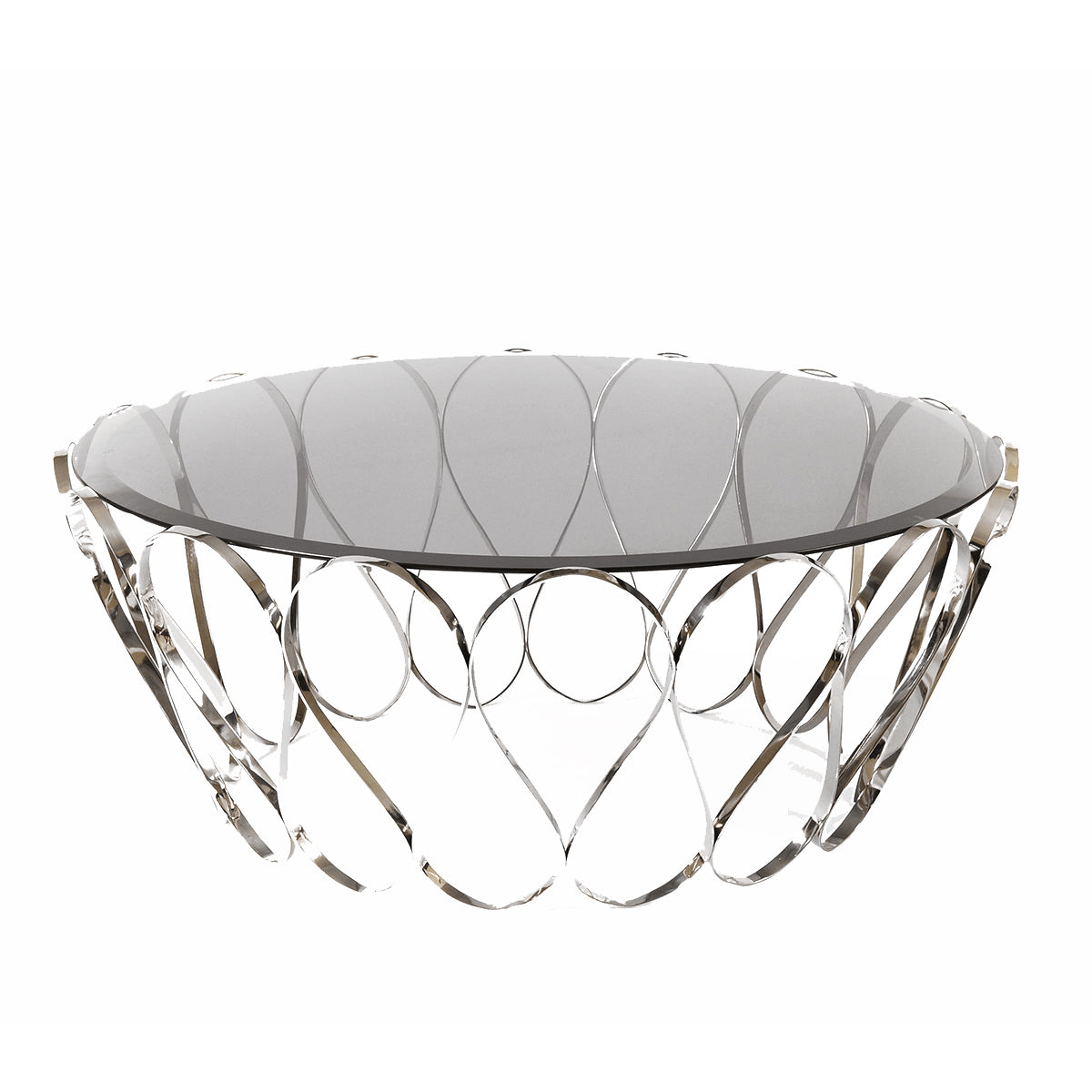 Luxury Round Coffee Table with Sculptural Brass Base Center Tea Table