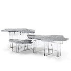 Luxury Designer Coffee Table with Hand-Painted Artistic Top & Sculptural Brass Base Center Tea Table