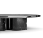 Luxury Calacatta Marble Coffee Table with Black Sculptural Base & Modern Design Center Tea Table