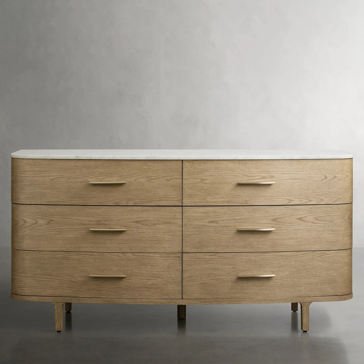 Commode Danny Wood à six tiroirs avec plateau en marbre, meuble de rangement à six tiroirs