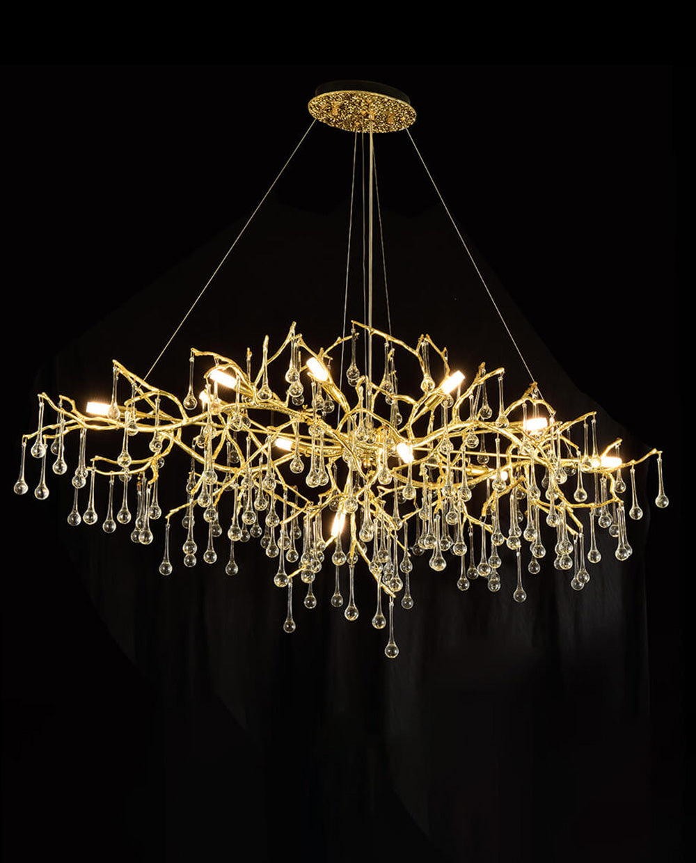 48-63 Inch Linear Chandelier Modern Glass Drop Chandelier for Dining Room