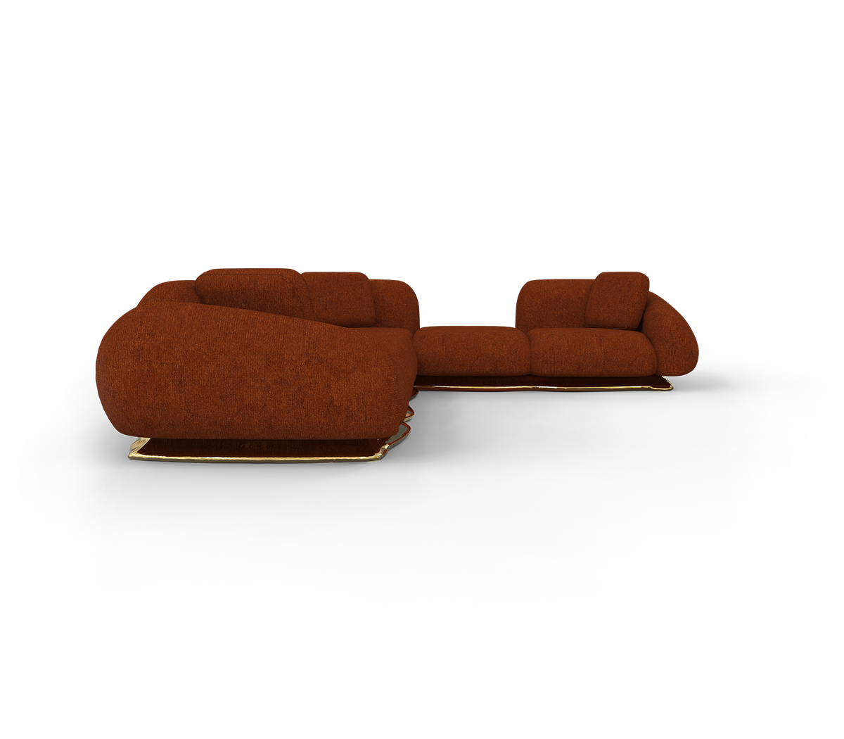 Luxury Modular Velvet Sofa with Polished Brass Base & Sculptural Masterpiece Design