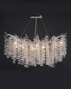 48-72 Inch Modern Linear Chandelier Coin-shaped Glass Drop Chandelier
